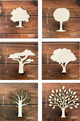 ARMLAZER 18pcs Plywood Tree Mockup Home Wall Decor Applique Tree Family Tree 6 Inch Unfinished Wood Craft WoodArtSupply