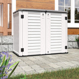 HOMSPARK Outdoor Storage Shed Weather Resistance, Thickened Resin Outdoor Storage Cabinet, 4×2.5×3.4 FT Horizontal Storage Shed for Garden, Patio, HOMSPARK