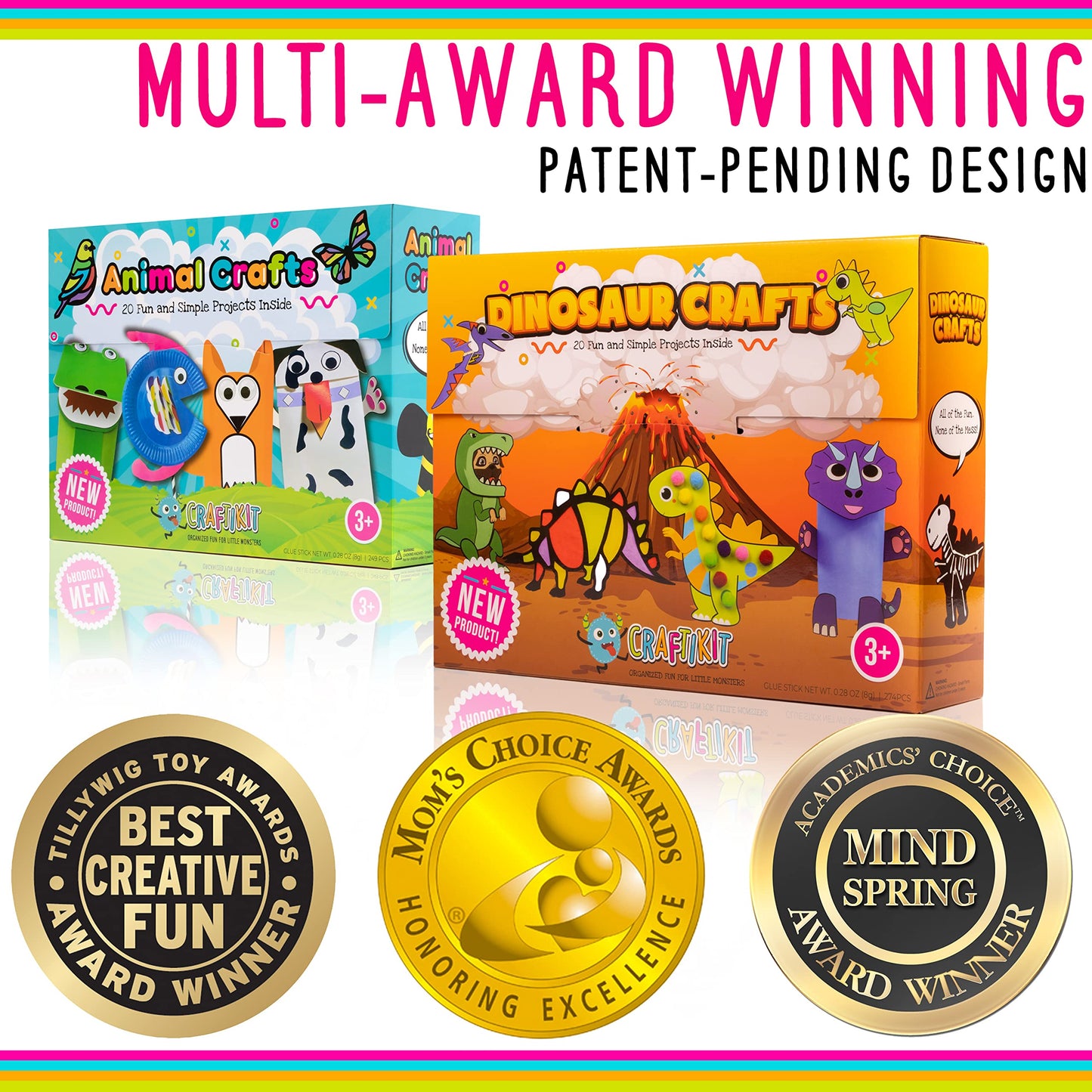 Craftikit ® 20 Award-Winning Toddler Arts and Crafts for Kids Ages 4-8 Years, All-Inclusive Animal Craft Kits, Fun Toddler Crafts Box for Girls,