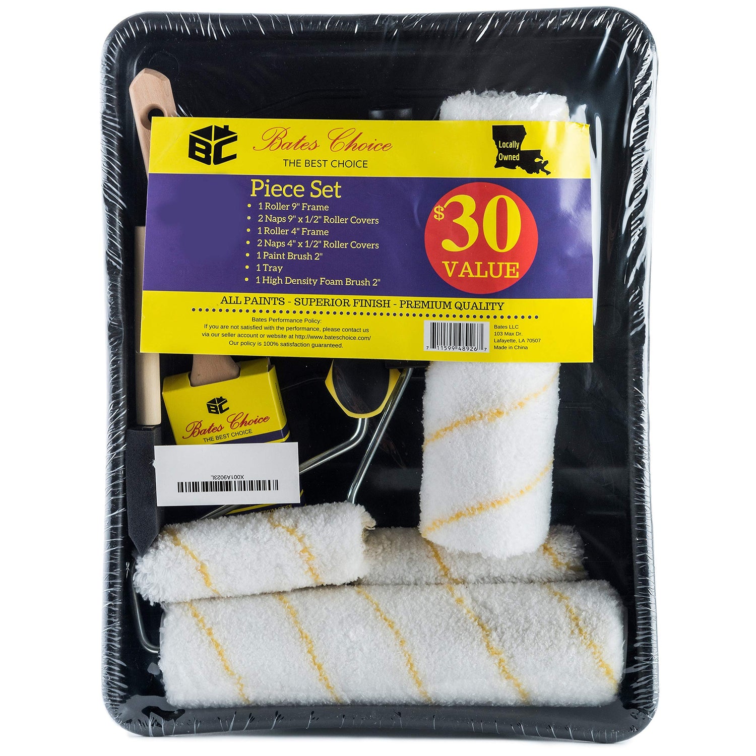 Bates Paint Roller - Paint Brush, Paint Tray, Roller Paint Brush, 11 Piece Home Painting Supplies, Foam Brush, House Painting Tray, Painting Tools, Bates Choice