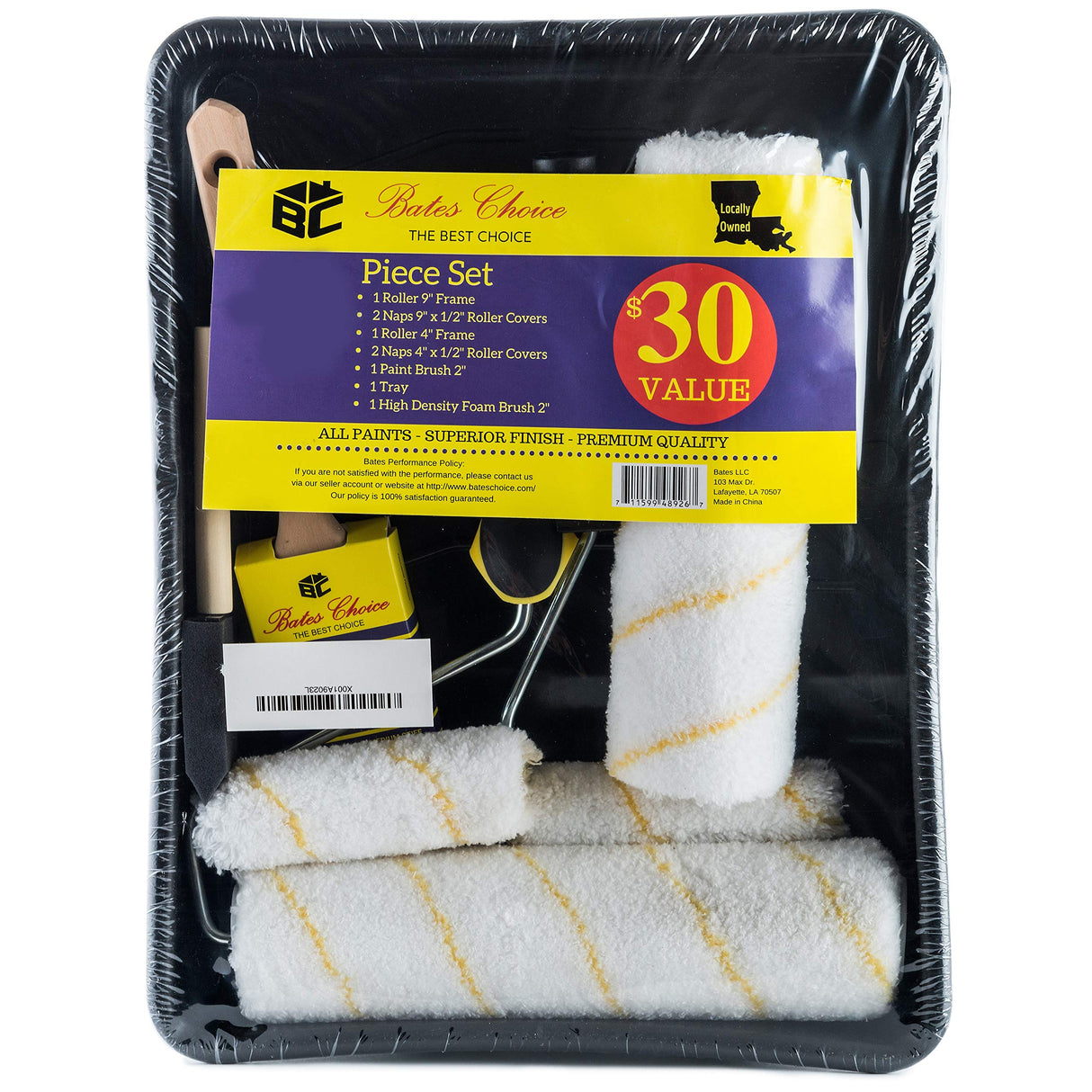 Bates Paint Roller - Paint Brush, Paint Tray, Roller Paint Brush, 11 Piece Home Painting Supplies, Foam Brush, House Painting Tray, Painting Tools, Bates Choice