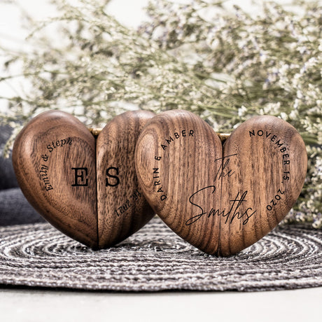 KEMEILA Custom Wooden Ring Box, Heart Shaped Engagement Ring Box, Walnut Ring Box Solid Wood Ring Box Jewelry Box Gift For Proposal Engagement KEMEILA