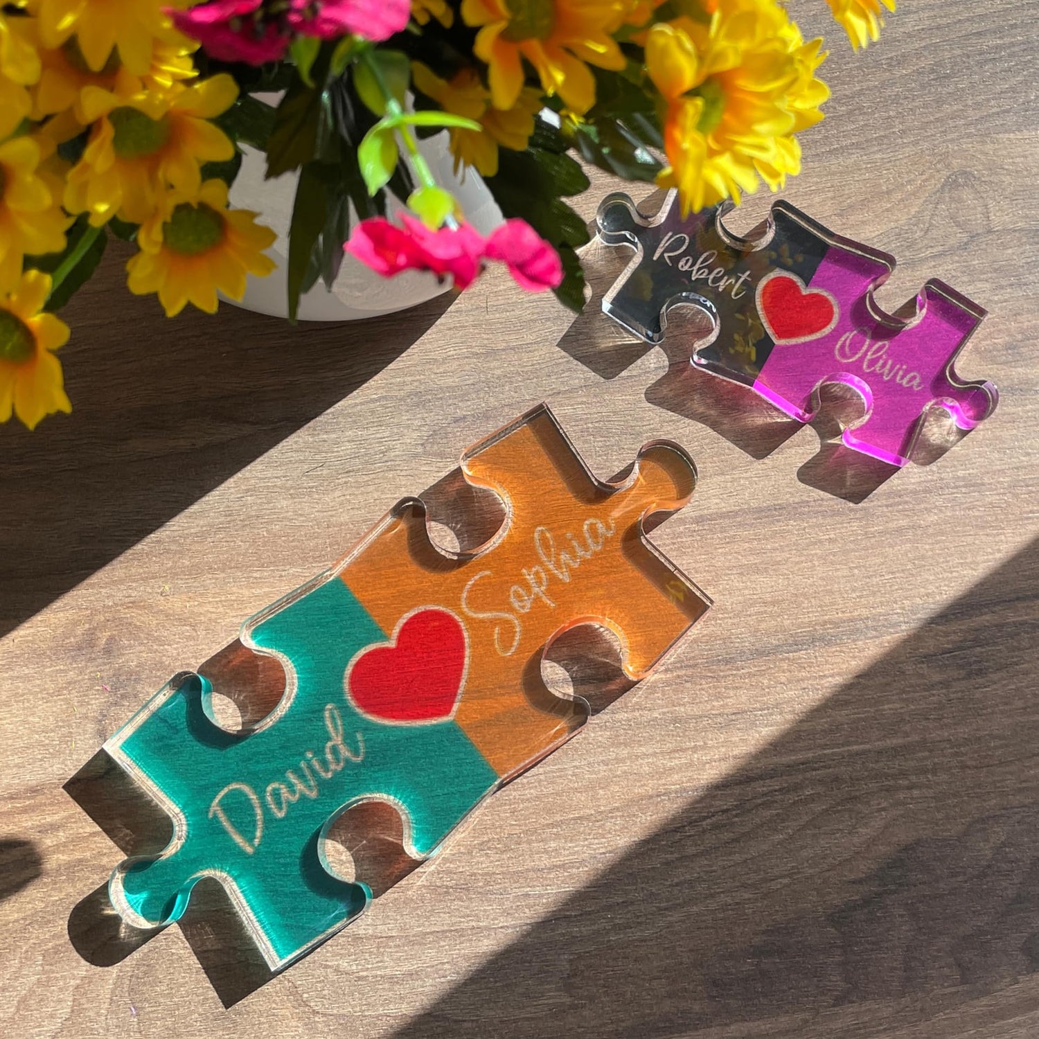 Personalized Puzzle Name Sign for Couples, Valentines Day Gifts for Her Him, 0.45in Thick Acrylic - Love Is The Piece That Holds Us Together, Amazing Items