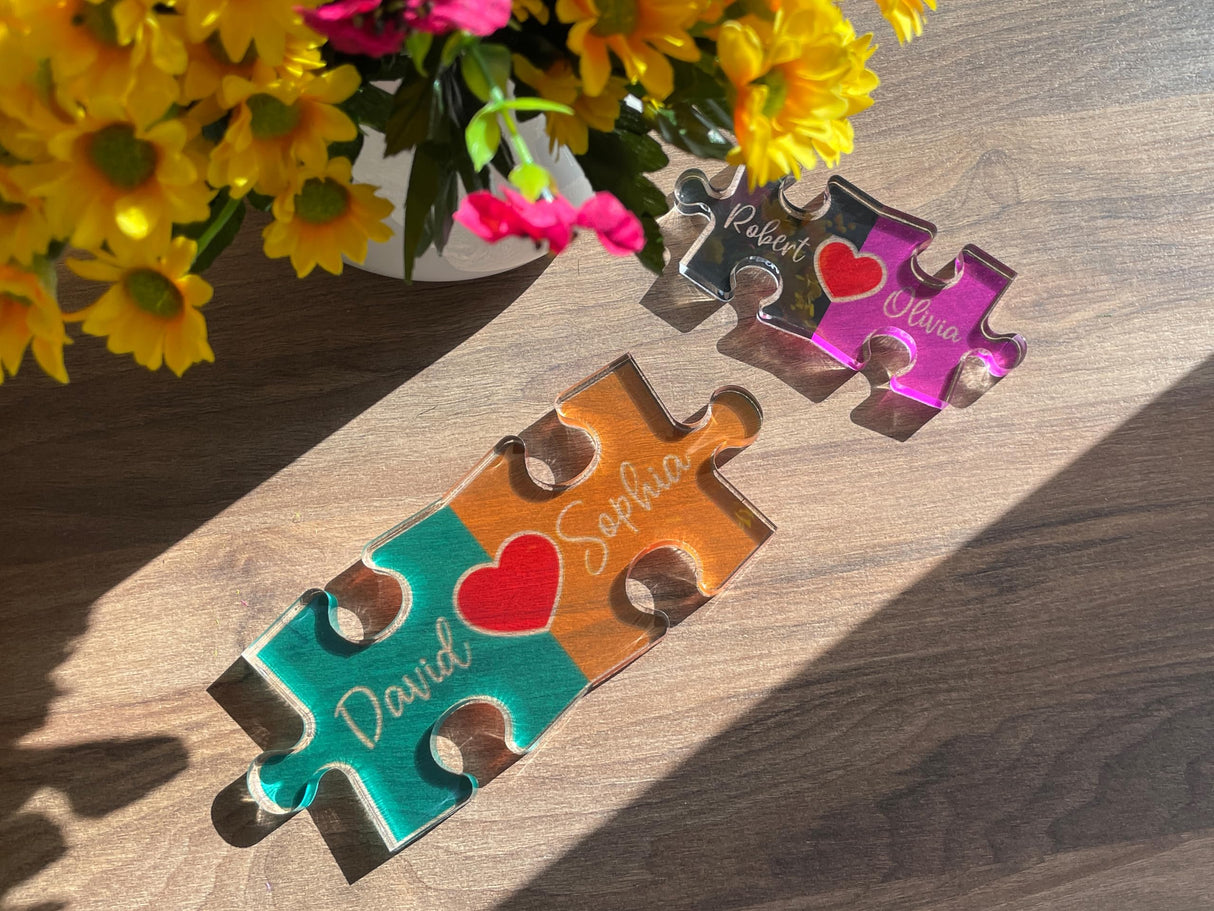 Personalized Puzzle Name Sign for Couples, Valentines Day Gifts for Her Him, 0.45in Thick Acrylic - Love Is The Piece That Holds Us Together, Amazing Items