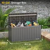 EAST OAK 60 Gallon Deck Box, Outdoor Storage Box with Padlock for Patio Furniture, Patio Cushions, Gardening Tools, Pool Supplies, Waterproof and UV EAST OAK