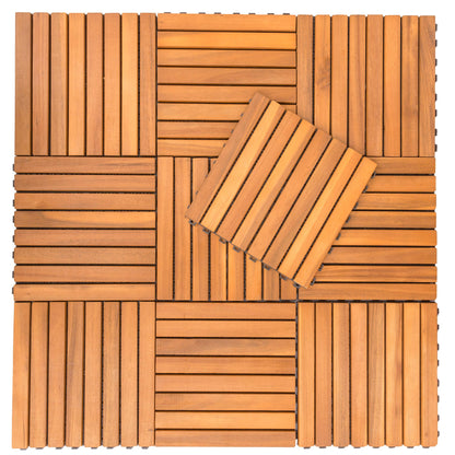 VIFAH V355 8-Slat Acacia Hardwood Interlocking Deck Tile - WoodArtSupply