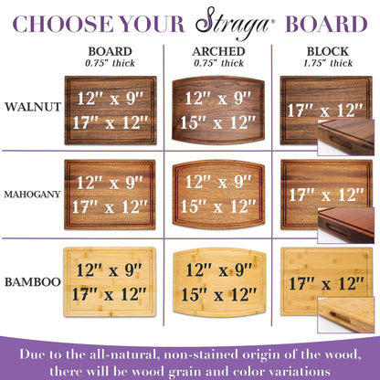 Straga Personalized Cutting Boards | Handmade Wood Engraved Charcuterie | Custom Wedding, Anniversary, Housewarming Gift for Newlyweds - WoodArtSupply