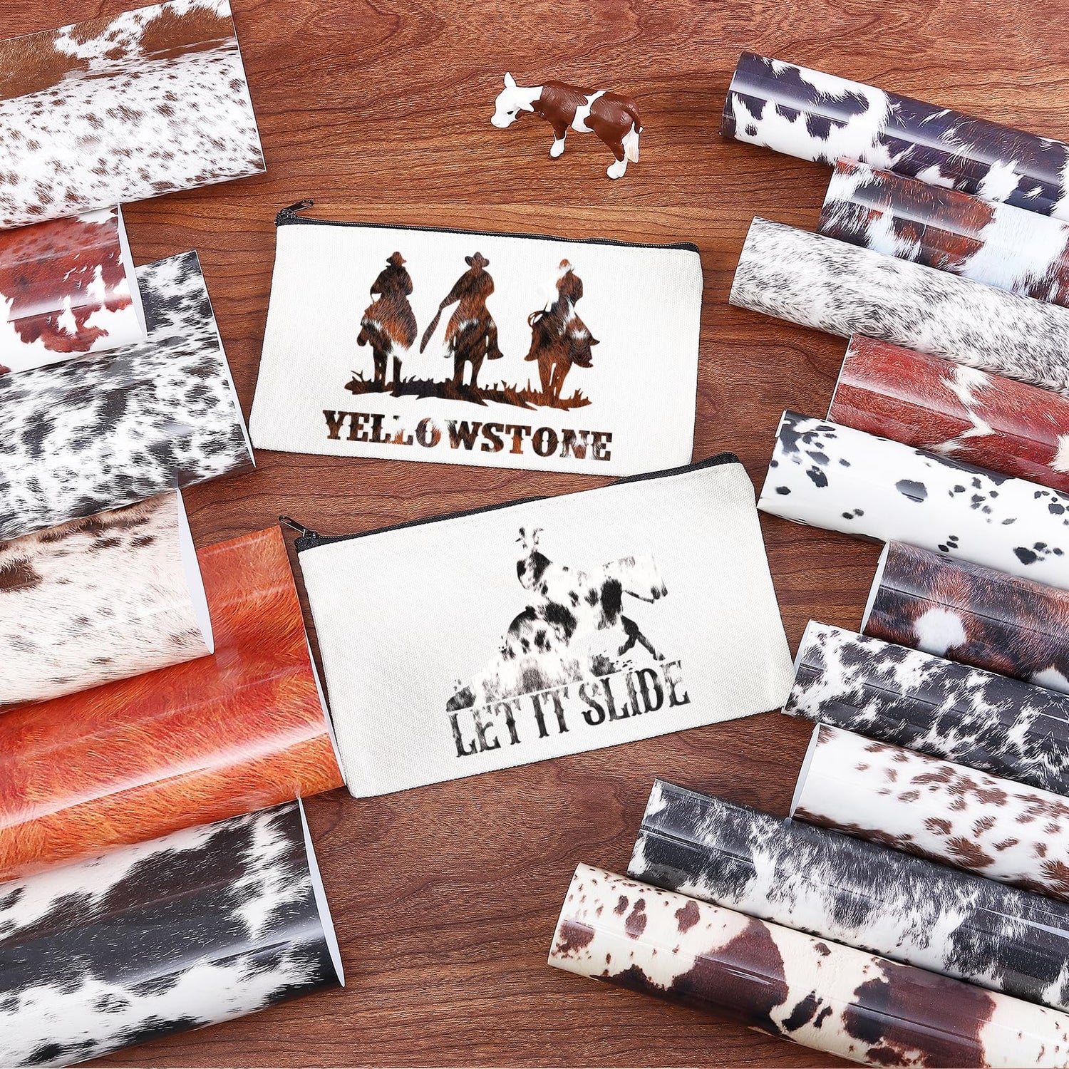 HTVSTD Cowhide HTV Heat Transfer Vinyl -16 Sheets 12 * 10inches Brown Cowhair HTV Vinyl Animal Printed Iron on Vinyl for Fabrics Patterned HTV HTVSTD