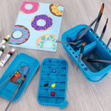 U.S. Art Supply 16 Hole Multi-Function Paint Brush Washer, Cleaner and Holder, 18 Palette Wells, Lid Plastic - Clean, Dry, Rest, Store, Hold Artist U.S. Art Supply