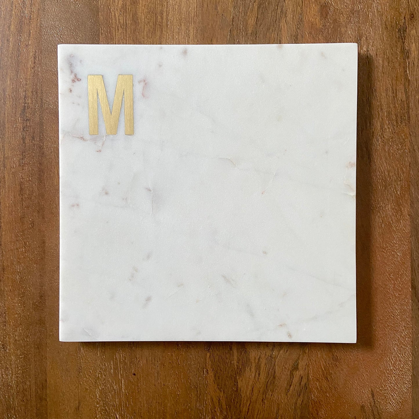 Boards by Bleu Monogram Marble Cheese Board, Personalized Charcuterie Board with Brass Initial, Christmas and Wedding Gift for Couples, Hosting and - WoodArtSupply