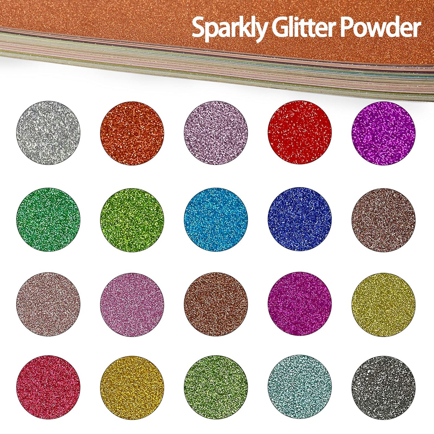 Glitter Cardstock, 40 Sheets in 20 Colors, Premium Cardstock for Cricut, Crafts and DIY Projects, Sparkly Paper for Card Making, 250 GSM Simetufy