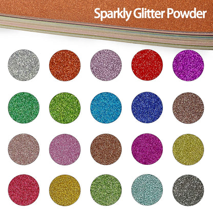 Glitter Cardstock, 40 Sheets in 20 Colors, Premium Cardstock for Cricut, Crafts and DIY Projects, Sparkly Paper for Card Making, 250 GSM - WoodArtSupply