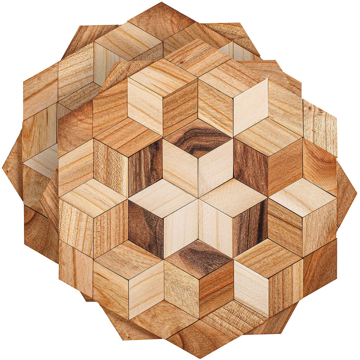 Wooden Trivets for Hot Dishes - 2 pcs Natural Handmade Wood Trivet Mat - Sturdy and Durable 7.5'' Kitchen Hot Pads - Wooden Trivet Frame for Hot Pots KIBS group