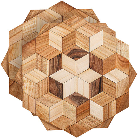 Wooden Trivets for Hot Dishes - 2 pcs Natural Handmade Wood Trivet Mat - Sturdy and Durable 7.5'' Kitchen Hot Pads - Wooden Trivet Frame for Hot Pots KIBS group