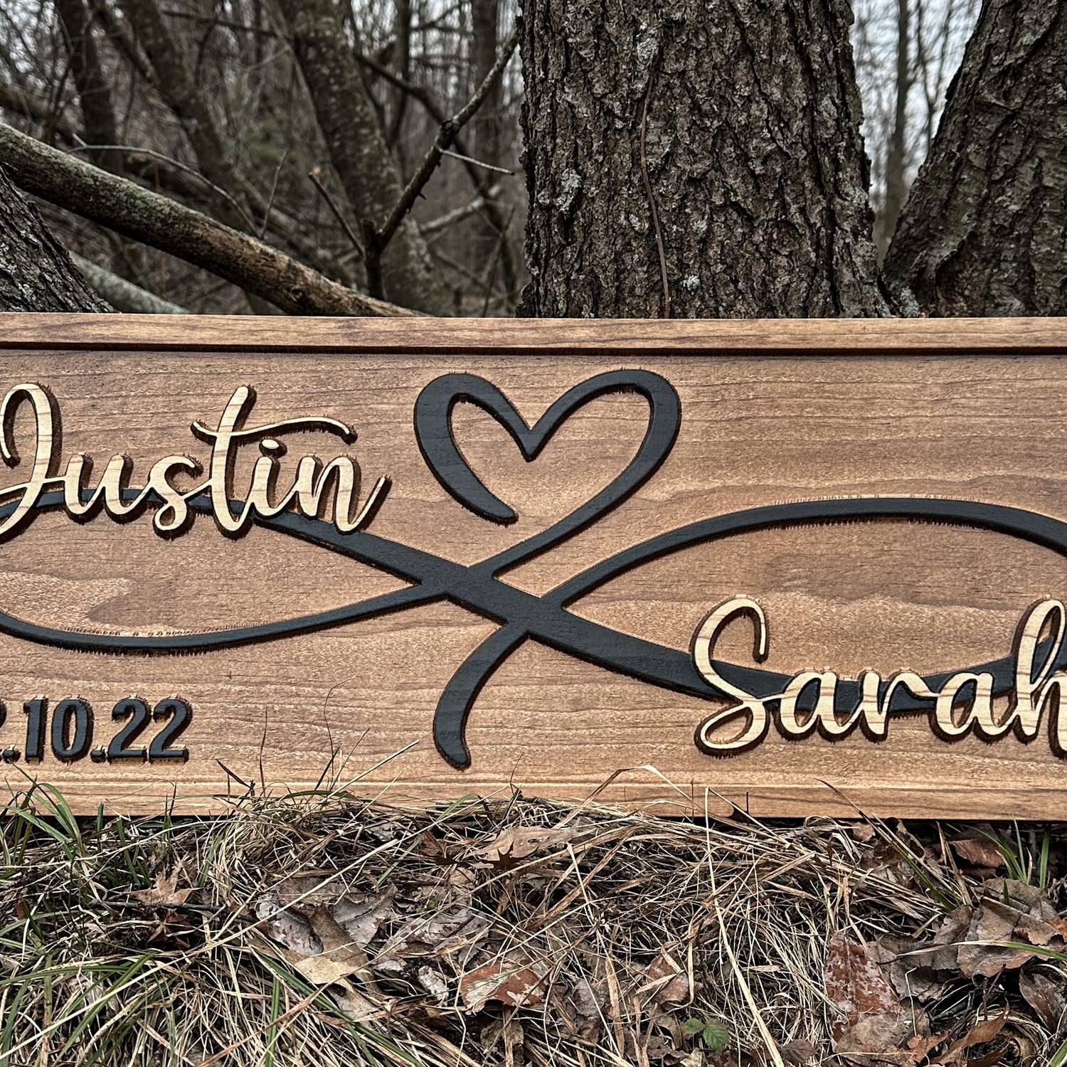 Personalized Heart Wall Decor | Wedding Gift for Couple | Wood Infinity Sign Wedding Date Engagement Anniversary Gift Bridal Shower Gift 3D Woodworker