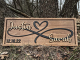 Personalized Heart Wall Decor | Wedding Gift for Couple | Wood Infinity Sign Wedding Date Engagement Anniversary Gift Bridal Shower Gift 3D Woodworker