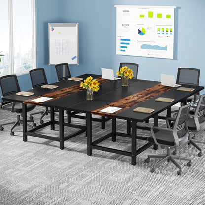 Tribesigns 13 Ft Long Conference Room Table for 10-12 People, Rustic Rectangle 157L X 39.2W X 29.52H Inches Long Wood Seminar Table for Office, - WoodArtSupply