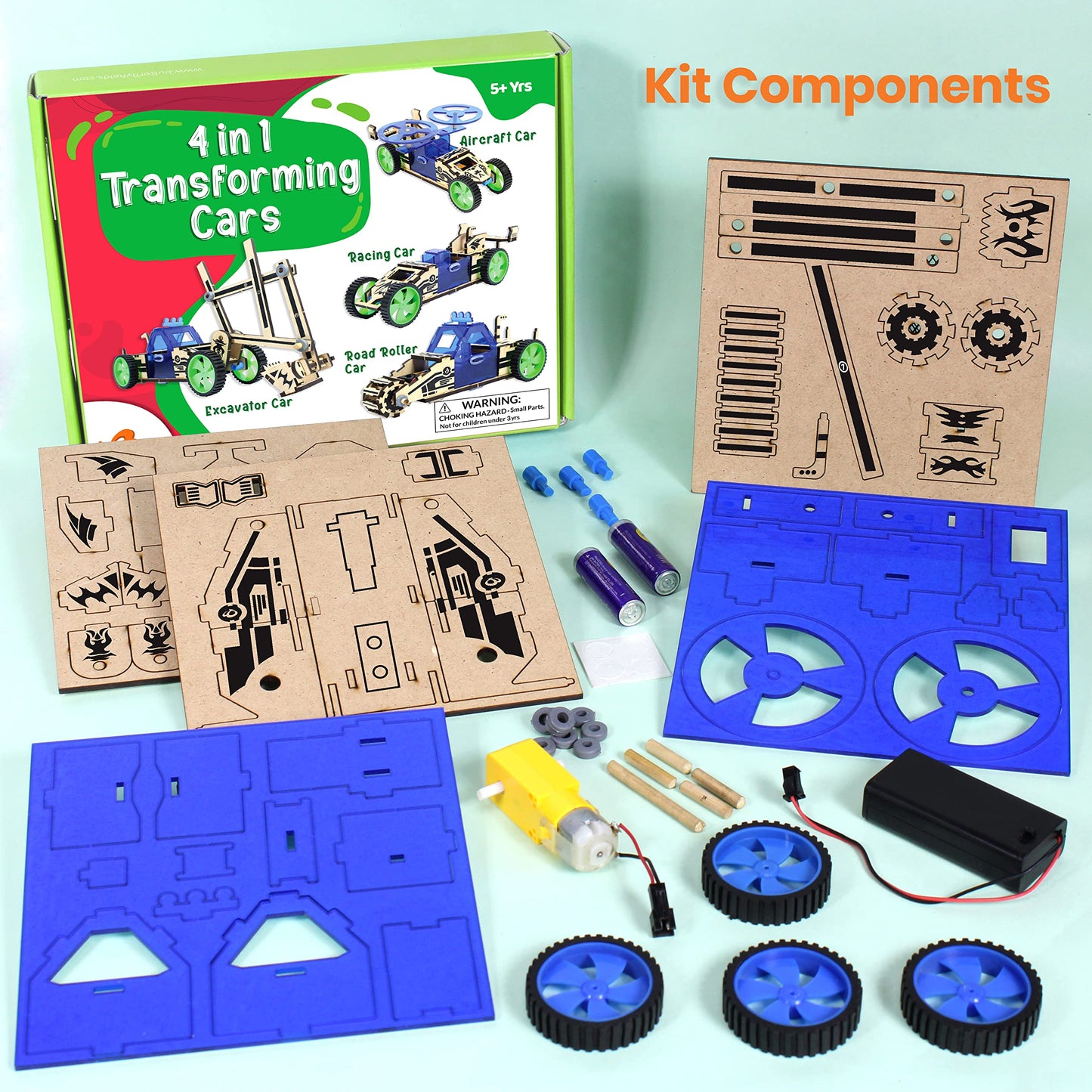ButterflyEdufields 4in1 Cars STEM Kits for Kids Ages 6-8-12, Building car Toys for Boys | DIY 3D Wooden Puzzles car, Educational STEM Toys |Birthday