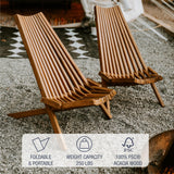 CleverMade Tamarack Folding Wooden Outdoor Chair -Stylish Low Profile Acacia Wood Lounge Chair for the Patio, Porch, Lawn, Garden or Home Furniture - CleverMade