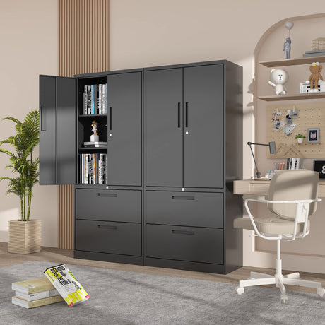 SISESOL Metal Storage Cabinet with Drawers, 71" File Cabinets for Home Office, Locking Steel Storage Cabinet with Doors and Shelves for Home, Office, SISESOL