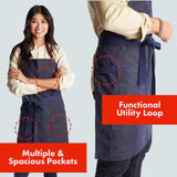 hedley & bennett Waxman Apron - 100% Cotton, Water Resistant, Heavy Duty Waxed Canvas Apron with Pockets & Adjustable Strap for Grilling, Baking, hedley & bennett