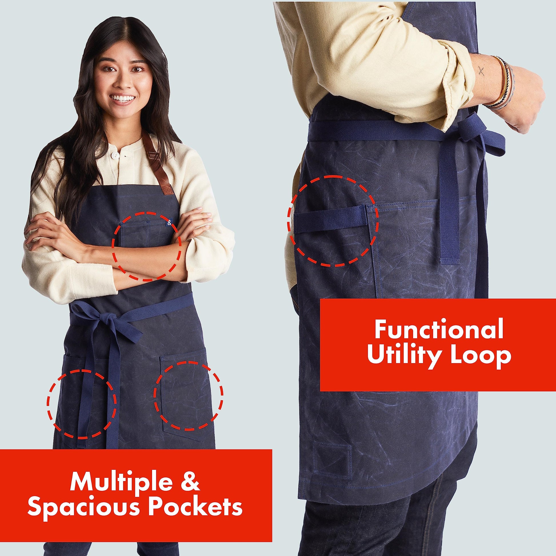 hedley & bennett Waxman Apron - 100% Cotton, Water Resistant, Heavy Duty Waxed Canvas Apron with Pockets & Adjustable Strap for Grilling, Baking, - WoodArtSupply