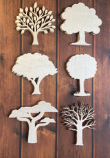ARMLAZER 18pcs Plywood Tree Mockup Home Wall Decor Applique Tree Family Tree 6 Inch Unfinished Wood Craft WoodArtSupply