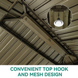 YITAHOME 10x12ft Hardtop Gazebo with Nettings and Curtains, Wood Grain Heavy Duty Double Roof Galvanized Steel Outdoor Combined of Vertical Stripes YITAHOME