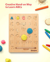 Coogam Wooden Letters Practicing Board, Double-Sided Alphabet Tracing Tool Learning to Write ABC Educational Toy Game Fine Motor Montessori Gift for Coogam