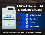 NSF Certified Food Grade Mineral Oil - Gallon (128oz), Certified Food Safe Conditioner for Wood Cutting Boards, Butcher Blocks and Stainless-Steel Sanco Industries