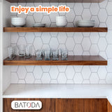 BATODA Set of 2 17" Acacia Wood Floating Shelves Wall Mounted – Rustic Farmhouse Wooden Wall Storage Shelf for Bedroom, Kitchen, Home Décor - BATODA