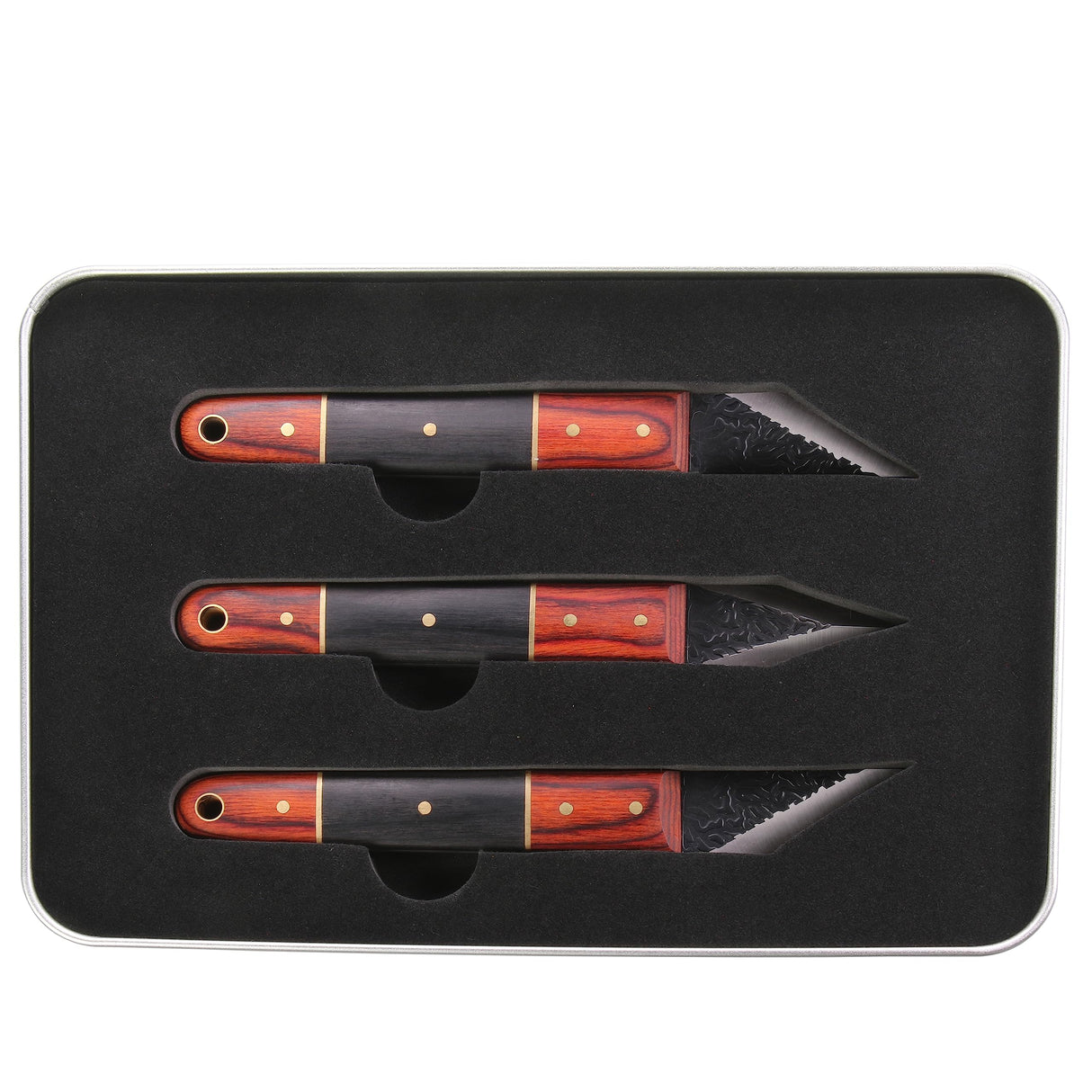 3pc Marking Knife within Tin Box, Marking Gauge Woodworking, Premium Woodworking Tool with High Speed Steel Sharp Blade, Beautiful Wood Handle MKC