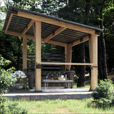 Joyside Cedar Wood Gazebo 10 ft. x 12 ft. - Patio Wood Gazebo with Cedar Frame and Metal Steel Roof Panels, Hardtop Gazebo for Patio Lawn Deck and Joyside