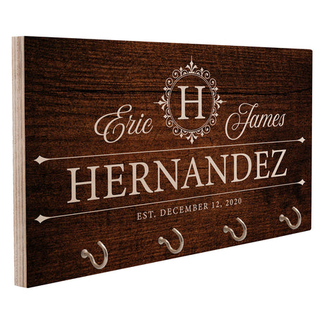 Zexpa Apparel Personalized Wood Key Hook for Couple Mr Mrs Customized Wooden Wall Key Rack, Custom Wedding Date Zexpa Apparel