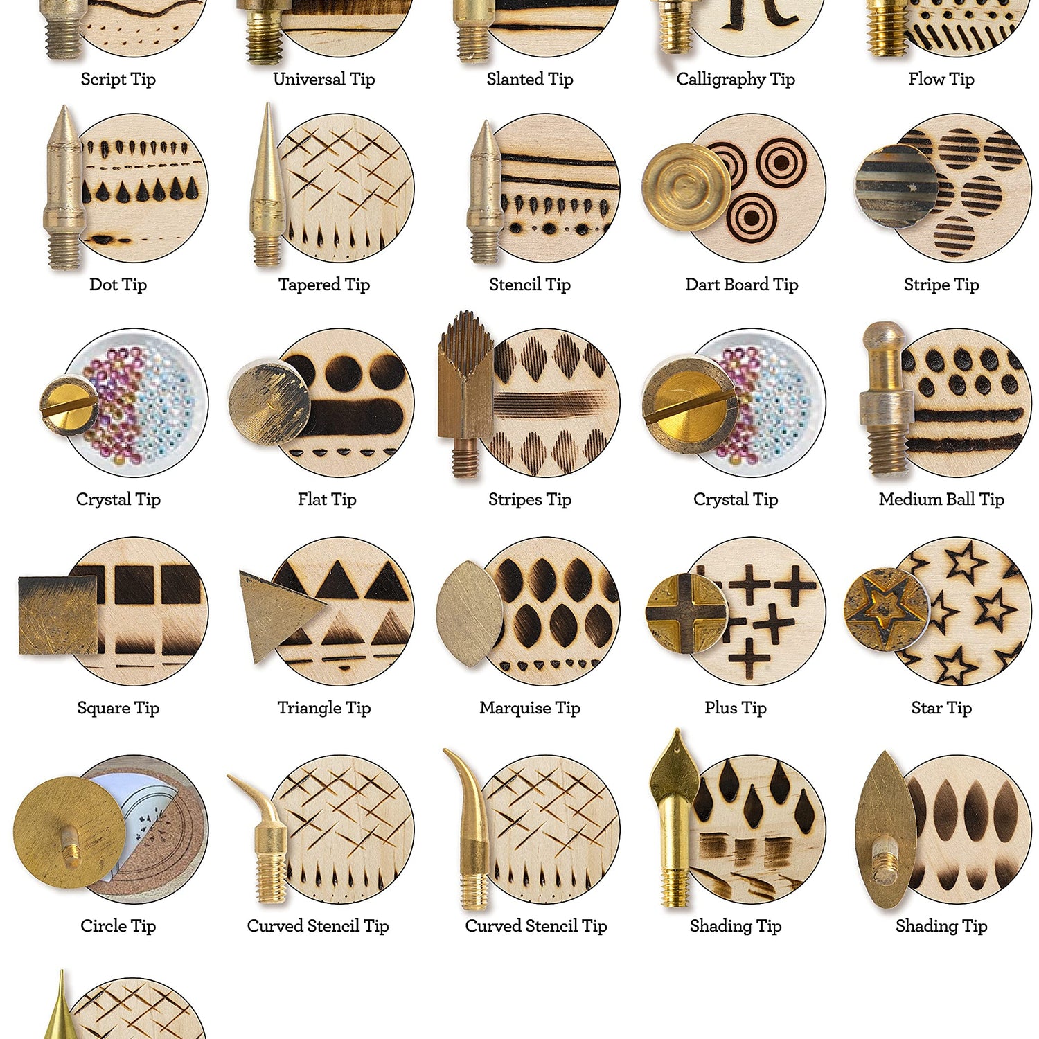 Plaid Wood Burning Tool Tip Set, Set of 26, Gold Plaid