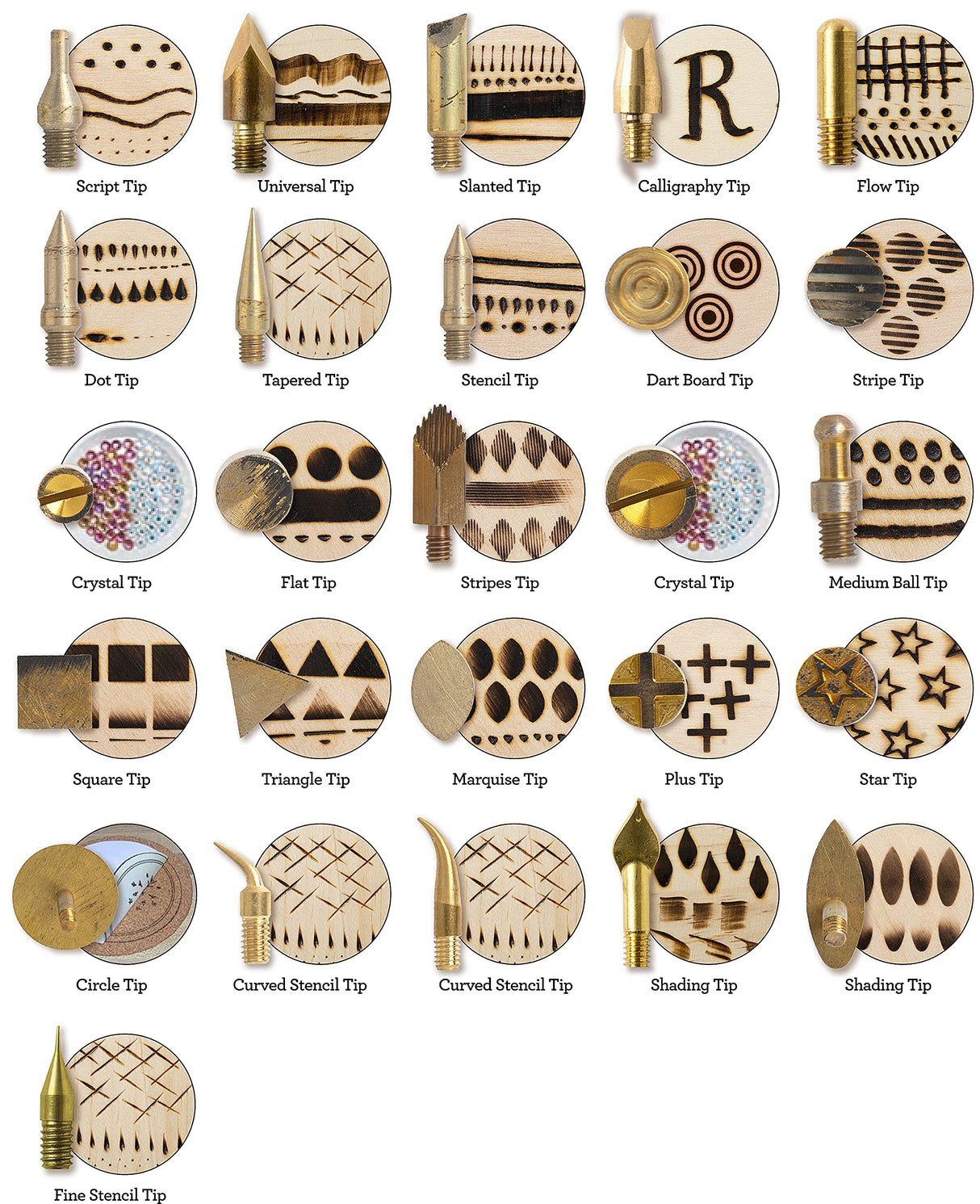 Plaid Wood Burning Tool Tip Set, Set of 26, Gold Plaid