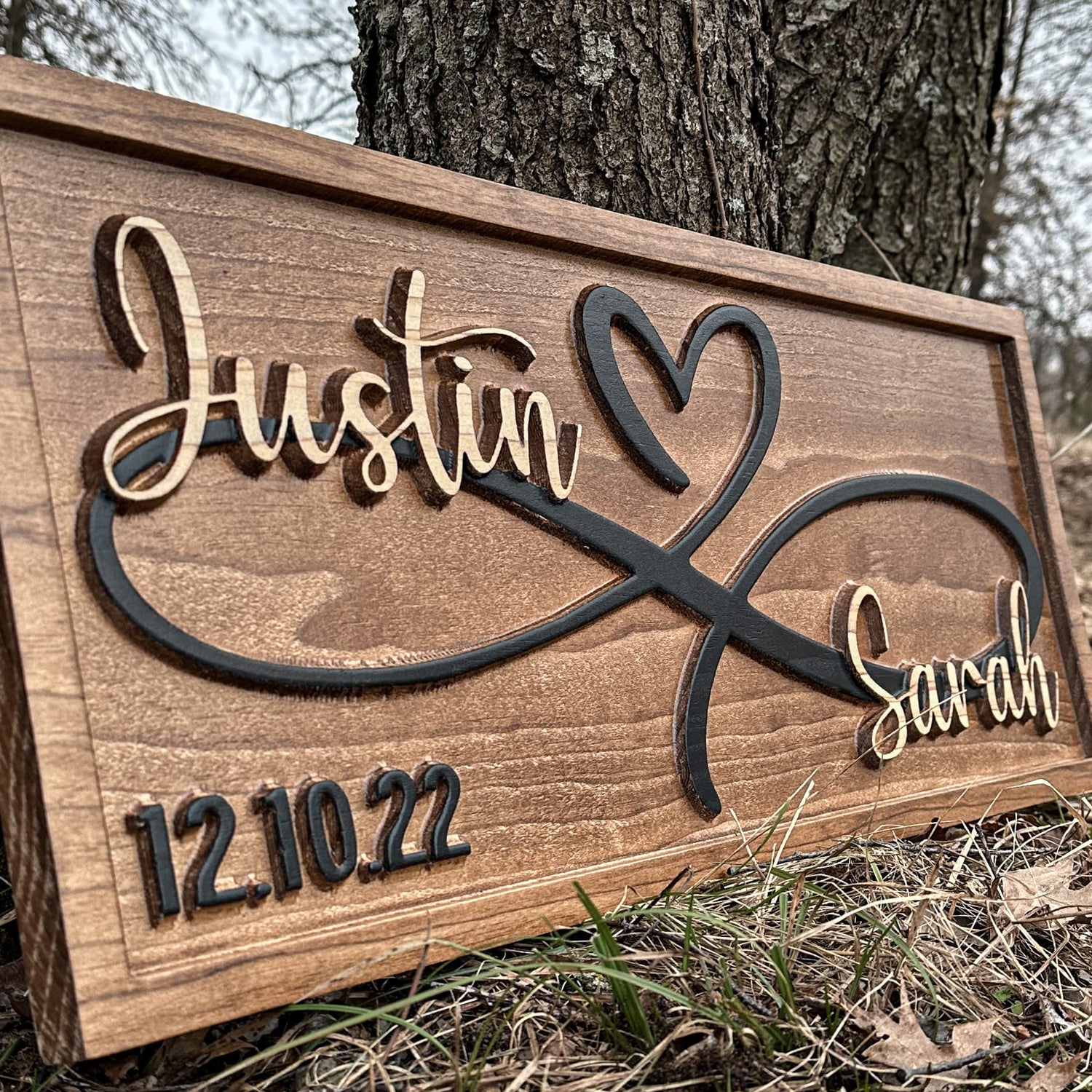 Personalized Heart Wall Decor | Wedding Gift for Couple | Wood Infinity Sign Wedding Date Engagement Anniversary Gift Bridal Shower Gift 3D Woodworker