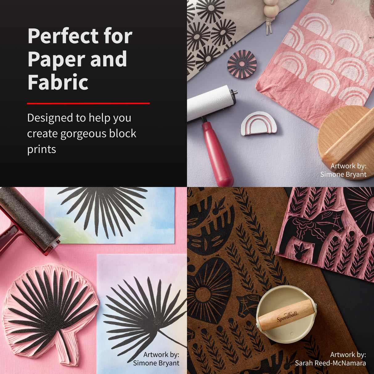 Speedball Block Printing Baren - Comfortable Wooden Handle, Made in the USA - 4 Inches Speedball