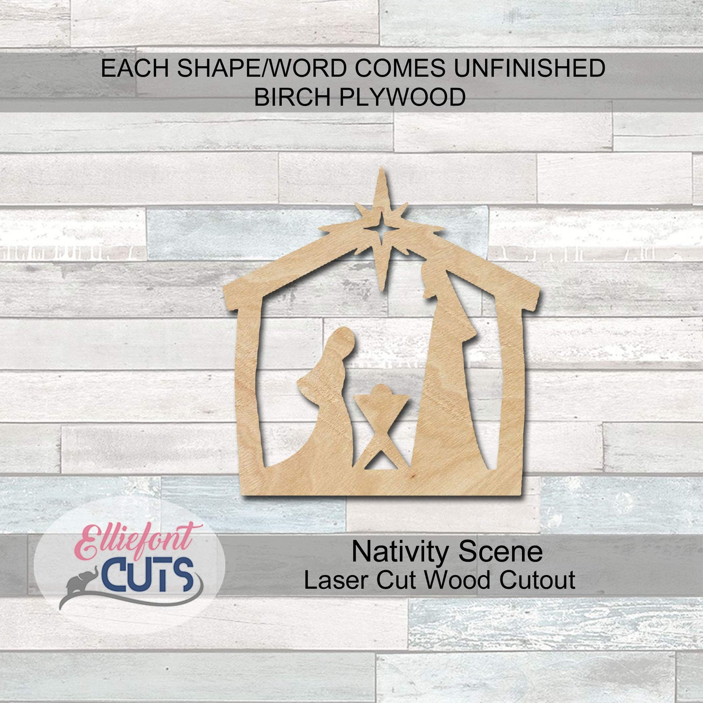 Nativity Wood Cutouts for crafts, Laser Cut Wood Shapes 5mm thick Baltic Birch Wood, Multiple Sizes Available - WoodArtSupply