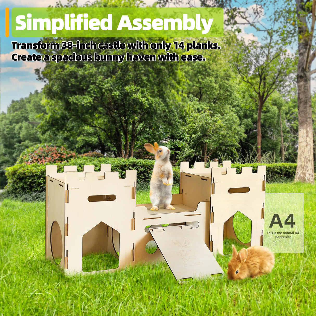 H1M9LX Extra Large Bunny Castle Toys Climbing Tower with Tunnel Hideout for Indoor Rabbits Ventilated Sturdy Enrichment Toys Habitat H1M9LX