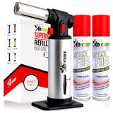 Jo Chef Kitchen Torch With Butane included, Refillable Torch, Creme Brulee Blow Lighter gun Safety Lock & Adjustable Flame, Culinary Cooking for Jo Chef