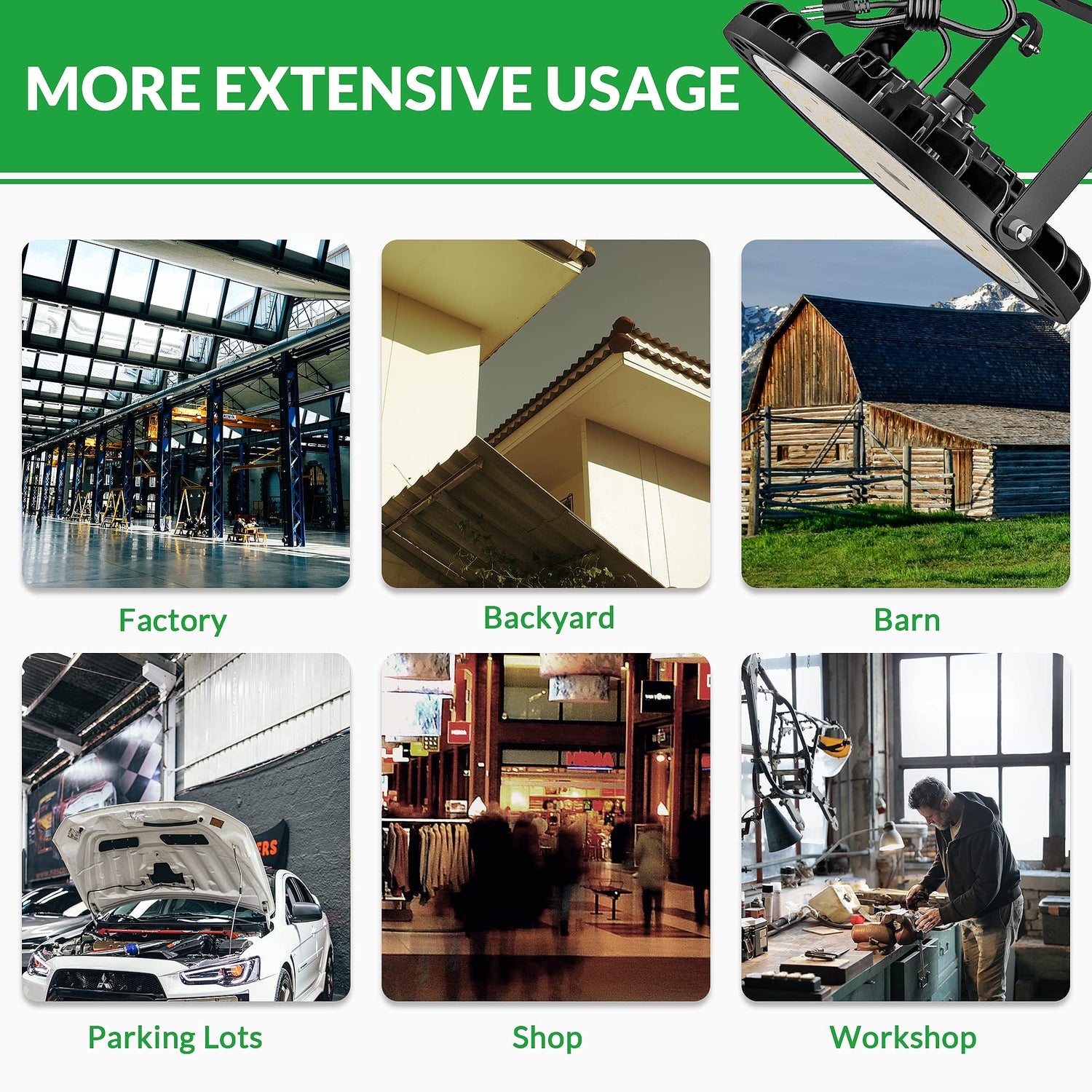 Flakeeper LED High Bay Light 150W, 21000 LM with US Plug 5ft Cable, 5000K Daylight, IP65 Waterproof, UFO Commercial Industrial Warehouse Workshop Flakeeper