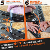 THORVALD 6-in-1 Carpenter Square - 180mm T Square Multi-Purpose Carpenter Tools with Wrench, Square, Protractor, Ruler, Graduated Marking Gauge, THORVALD