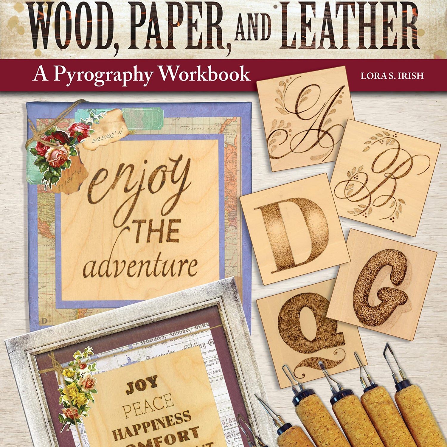 Lettering on Wood, Paper and Leather: A Pyrography Workbook (Fox Chapel Publishing) Woodburning 10 Alphabets in Capitals, Lowercase, and Symbols, 6 WoodArtSupply