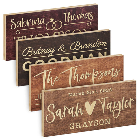 Wedding Gifts for Couple, Personalizd Wood Plaque with Couple's Names, Last Name & Date, 5 Colors, Custom Wedding Reception Decor, Gifts for USA Custom Gifts