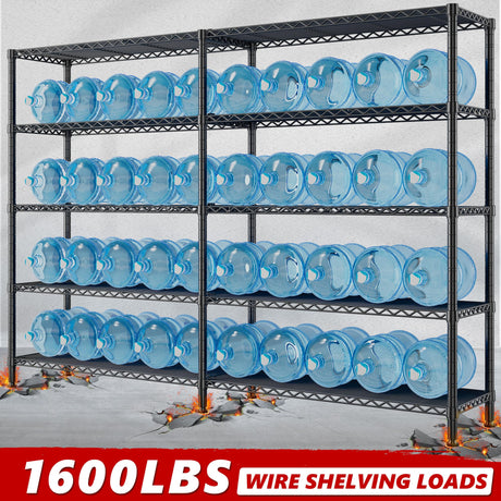 REIBII 69" W Storage Shelves,Wire Shelving Load 1600LB Metal Shelves for Storage 5-Tier Heavy Duty Shelving Unit with Shelf Adjustable Garage REIBII