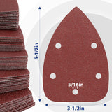 WORKPRO 150PCS Mouse Sander Pads, 5 Hole Detail Sander Sandpaper Sanding Sheets, 40/80/120/180/240 Assorted Grits for Wood Furniture WORKPRO