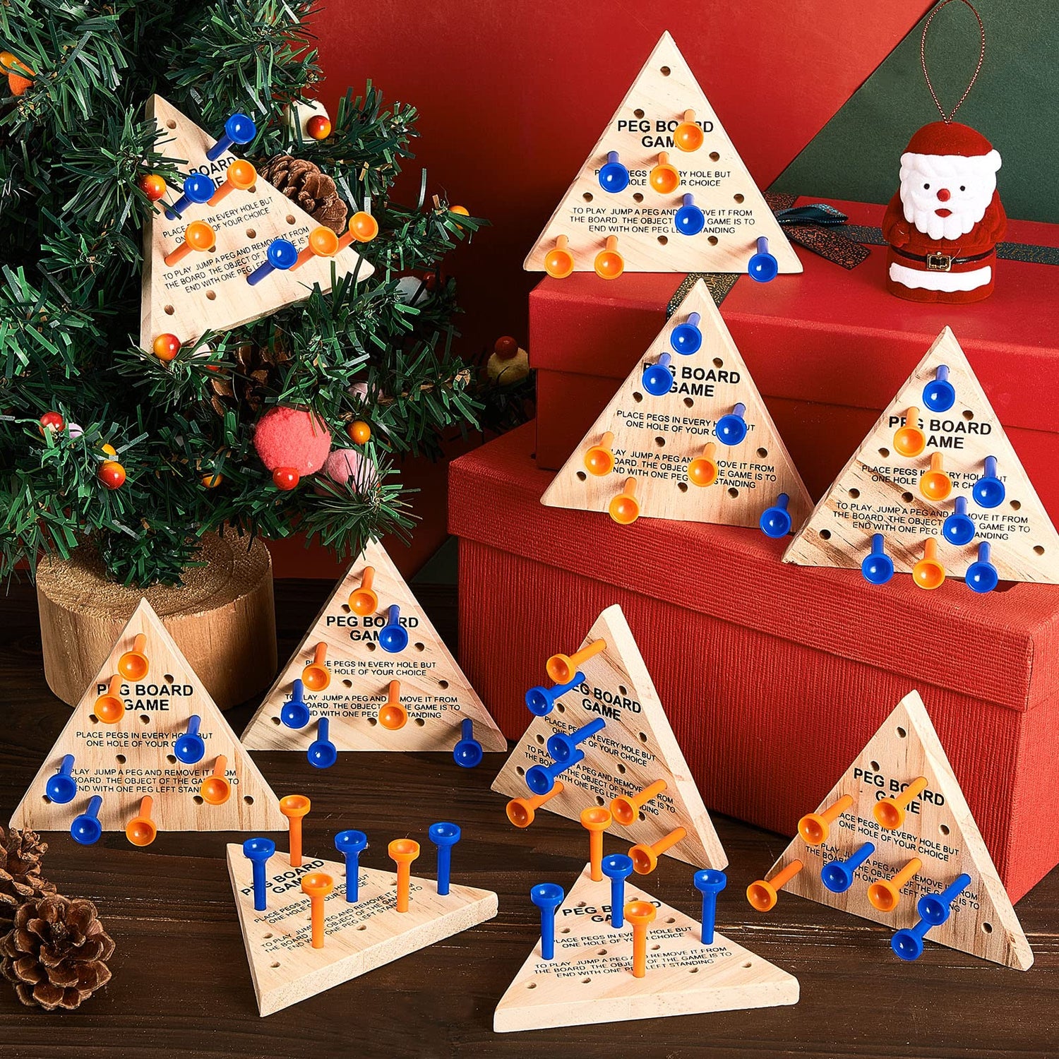 24 Pack Wooden Triangle Peg Game Triangle Wooden Board Games Triangle Game Bulk Wooden Triangle Board Games Family Travel Games Fun Triangle Puzzle Deekin