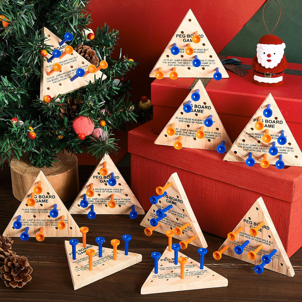24 Pack Wooden Triangle Peg Game Triangle Wooden Board Games Triangle Game Bulk Wooden Triangle Board Games Family Travel Games Fun Triangle Puzzle Deekin