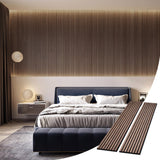 SLATPANEL Two Acoustic Wood Wall Veneer Slat Panels - Natural Walnut | 94.49” x 12.6” Each | Soundproof Paneling | Interior Sound Absorption Decor | Slatpanel